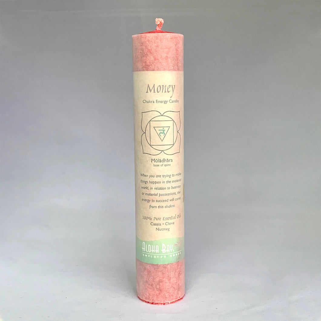 CHAKRA PILLAR CANDLE | ROOT | MONEY | MULADHARA