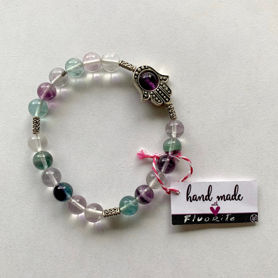 FLUORITE - HAMSA HAND BRACELET